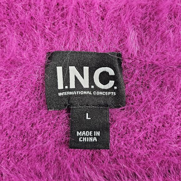 I.n.c. International Concepts Eyelash-Knit Fuzzy Sweater Burnished Berry Size L - Picture 4 of 10